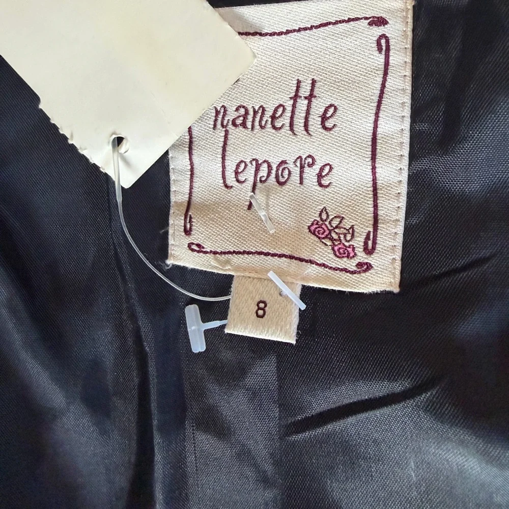 Nanette Lepore Black Velvet Blazer with Pink Trim & Beaded Accents - Picture 6 of 12